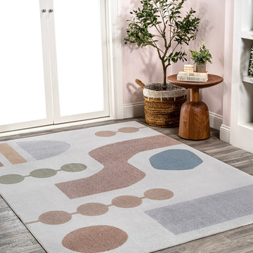 Riley Abstract Coastal Kids & Novelty Machine-washable Area Rug